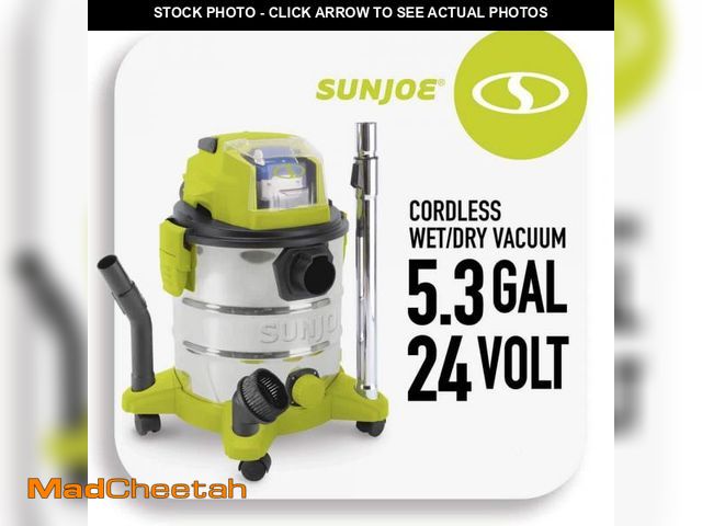 Lot 74-12173347 - Sun Joe 5.2 Gal. 24V IONMAX Cordless Portable Stainless Steel Wet/Dry Vacuum Kit with 4.0 Ah Battery...