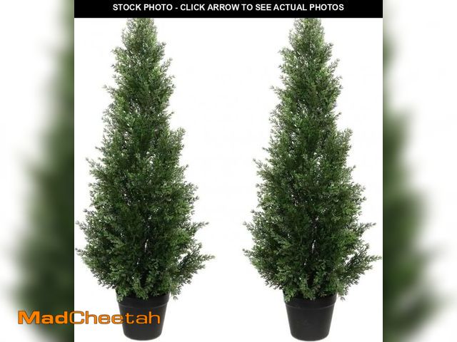 Lot 74-12507993 - 3ft Artificial Cedar Tree - Outdoor Fake Cedar Tree for Porch, Garden or Patio - UV Resistant Artifi...