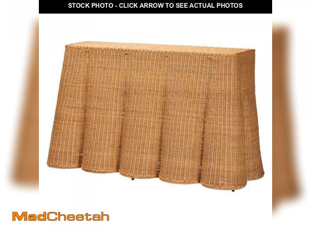 Lot 74-12387731 - bali &amp; pari Palm Bohemian Honey Scallop Rattan Console Table - UNUSED