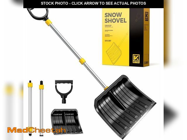 Lot 74-13709975 - KYX 18.5" Wide Snow Shovel with Stainless Steel Wear Strip &amp; D-Shape Handle, Heavy Duty Snow Sho...