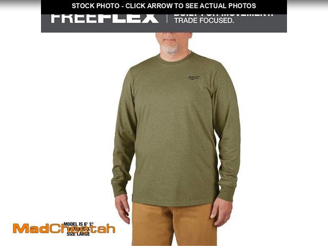 Lot 74-14390216 - Milwaukee Men's 2X-Large Green Cotton/Polyester Long-Sleeve Hybrid Work T-Shirt - UNUSED