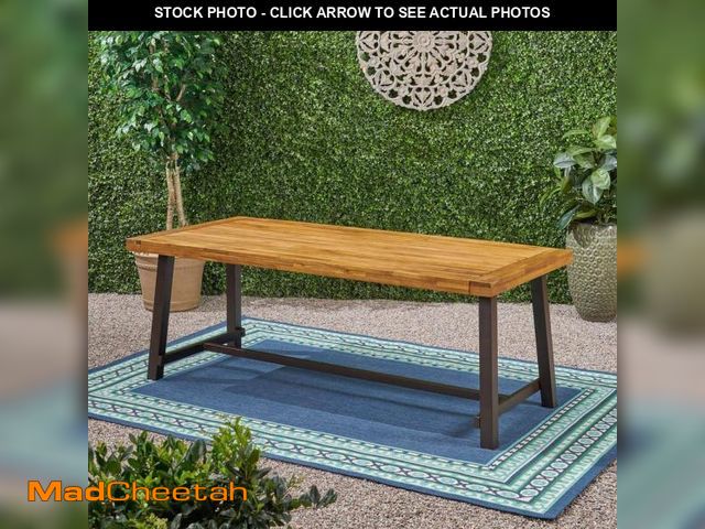 Lot 74-12492430 - Noble House Carlisle Teak Brown Rectangular Acacia Wood Outdoor Patio Dining Table - UNUSED