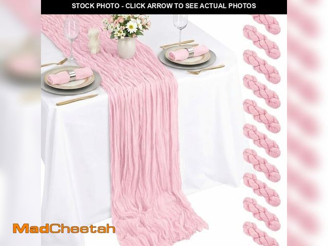 Lot 74-14043834 - 10 Pack Light Pink Cheesecloth Table Runner 120 Inch Boho Gauze Table Runner, Rustic Sheer Cheese Cl...