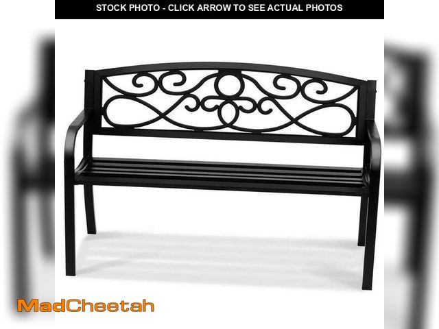 Lot 74-14242903 - Dracelo Outdoor Garden Park Bench, Steel with Backrest and Armrests, 50 in. Metal Garden Bench 550 l...