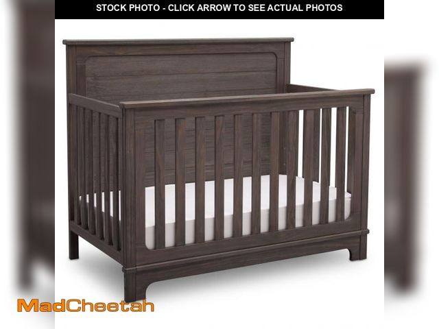 Lot 74-12200289 - Delta Children Simmons Kids Slumbertime Monterey 4-in-1 Convertible Crib, Rustic Grey - UNUSED