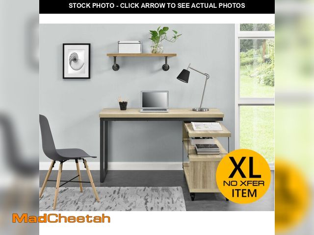 Lot 74-13790303 - Ameriwood Home Galloway L-Shaped Swivel Desk, Brown Oak - UNUSED