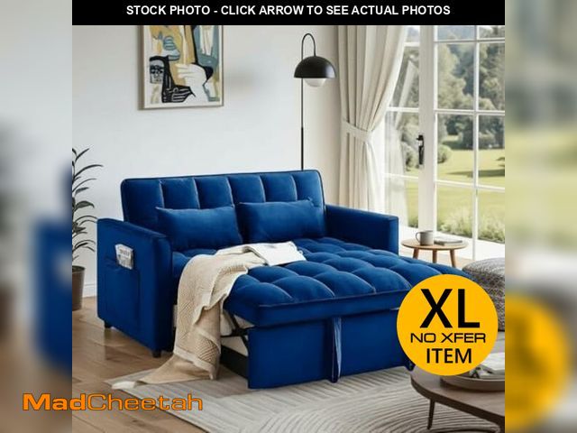 Lot 74-14251845 - Trygoal Pull Out Couch, Convertible Sofa Bed With Side Pockets, 3 in 1 Velvet Fabric Loveseat sleepe...