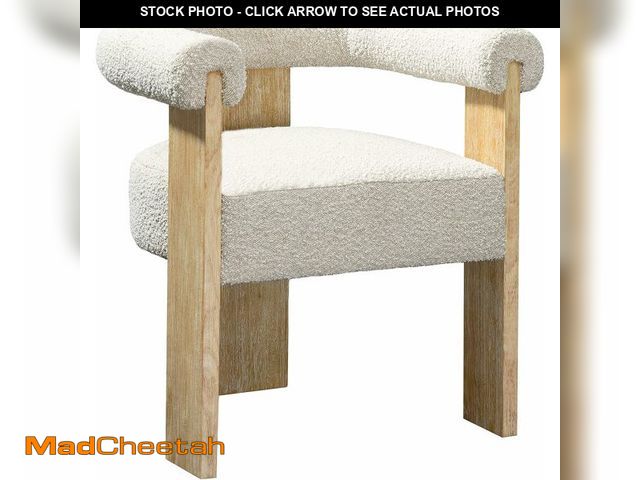 Lot 74-12695767 - Meridian Furniture 566Cream-C Barrel Collection Mid-Century Modern Dining Chair with Solid Wood Natu...