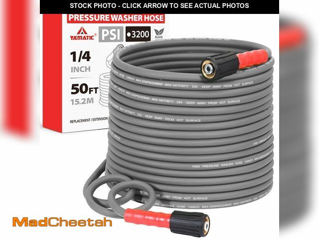 Lot 74-13550515 - YAMATIC Super Flexible Pressure Washer Hose 50FT 1/4", Kink Resistant Power Washer Hose Replacement ...