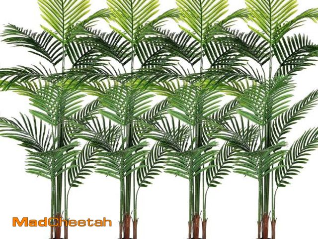 Lot 74-12167515 - Jexine 4 Pack Artificial Palm Trees 6Ft, Fake Plants Fake Trees Artificial Areca Palm Plants for Out...