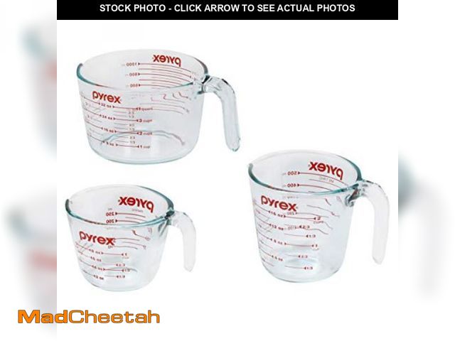 Lot 74-12330854 - Pyrex Essentials (3-Pack) Glass Measuring Cups Set, (1, 2 &amp; 4 Cup) Measuring Cups For Prepping, ...