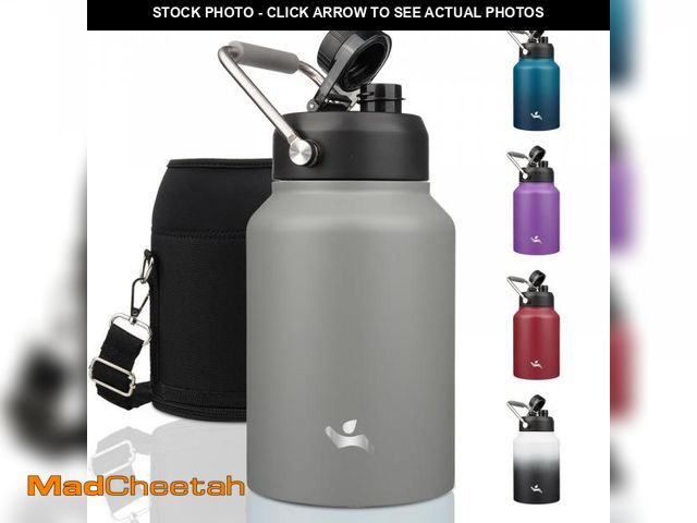 Lot 74-12438229 - Konokyo Half Gallon Jug with Handle,64 oz Insulated Water Bottle with Carrying Pouch,Double Wall Vac...
