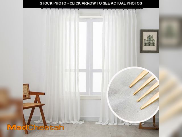 Lot 74-13951987 - LUGOTAL Off White Pinch Pleated Sheer Curtains &amp; Drapes 96 Inches Long Light Filterring Semi-She...