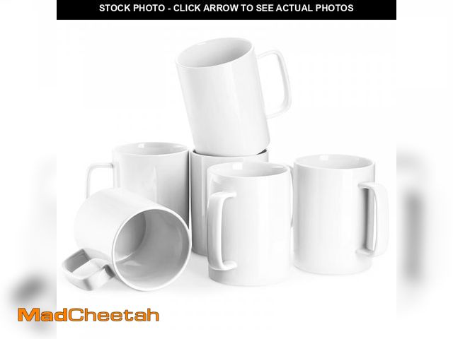 Lot 74-12050009 - Jassceram Coffee Mugs Set of 6, 18 Ounce Porcelain Mugs for Latte, Hot Tea, Cappuccino, Cocoa and Mi...