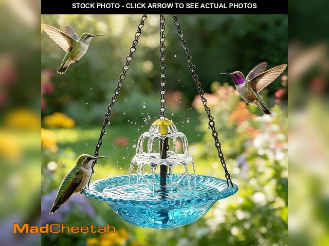 Lot 74-14213677 - Solar Powered Water Fountain Hanging Bird Bath with Solar Fountain Solar Powered Cascading Water Fou...