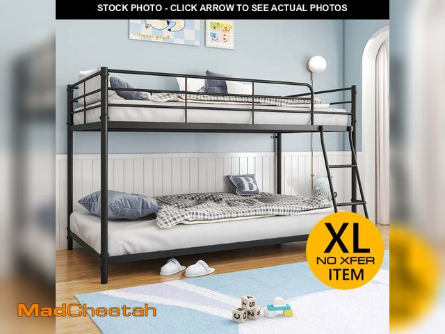 Lot 74-13054493 - Zimtown Twin-over-Twin Low Profile Junior Bunk Bed, Black - UNUSED