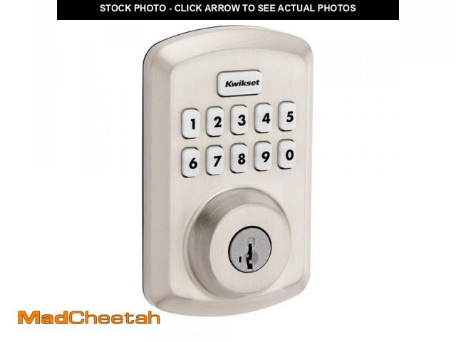 Lot 74-11826316 - Kwikset Powerbolt 250 10-Button Keypad Satin Nickel Transitional Electronic Deadbolt Door Lock - USE...