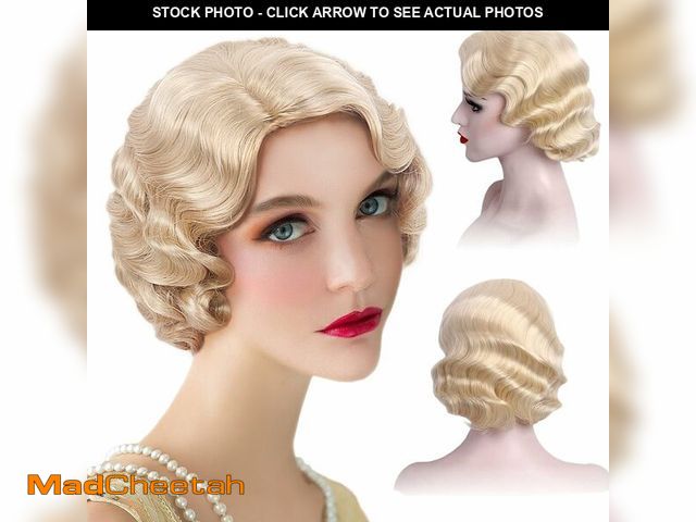 Lot 74-12881162 - REEWES Long 1920s Wig Finger Wave Wig 613 Curly Short Wig Vintage Wigs for Women Lady Synthetic Heat...