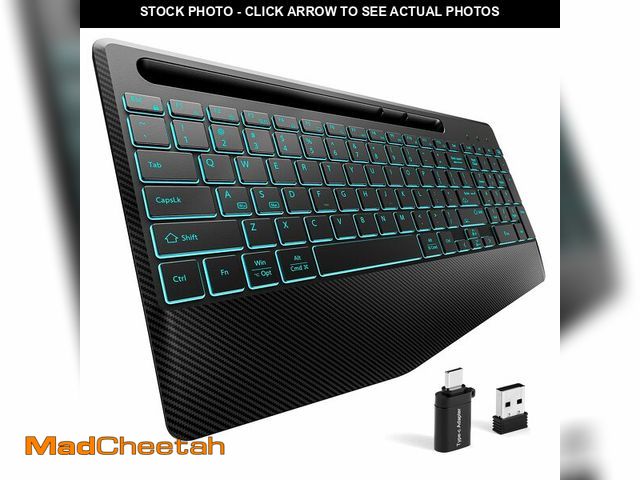 Lot 74-12712613 - Hamile 2.4G&amp;Bluetooth Wireless Keyboard - Light Up Keyboards with Wrist Rest - 8 Backlit Effects...
