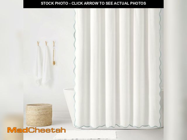 Lot 74-14269693 - Lush Decor Coastal Chic Scallop Edge Linen-Textured Shower Curtain, Single 72" W x 72" L, Blue &amp;...
