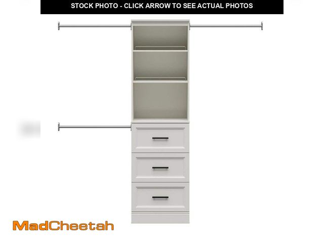 Lot 74-12825904 - StyleWell Reynolds 25 in. W x 83.25 in. H White Laminate Board Traditional Closet System Tower with ...