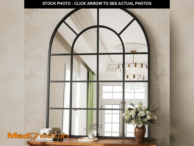 Lot 74-13053464 - BEAUTYPEAK 40" x 30" Arched Windowpane Mirror Decor Wall Mirror, Black - UNUSED