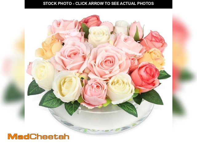 Lot 74-11548171 - Clear Acrylic Flower Vase Circle Floral Centerpiece Dining Table, 9.8 in Dia Round Acrylic Vase for ...