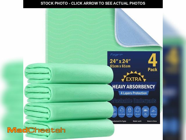 Lot 74-13539480 - 4 Pack 24Ã¢â¬Â x 24Ã¢â¬Â Extra Heavy Absorbency Washable Underpads, Waterproof Nursing Pads Inco...
