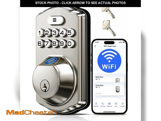 Lot 74-13631447 - Veise VE012W Built-in WiFi Fingerprint Smart Lock, App Remote Control, Compatible with Alexa &amp; G...