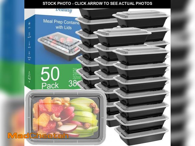 Lot 74-12305420 - Dealusy 50 Pack (100-Piece) 38 oz Meal Prep Containers Reusable with Lids, Sturdy Leakproof &amp; Fo...