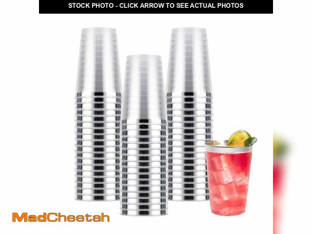 Lot 74-12712416 - Goodluck 50PCS 12oz Silver Plastic Cups for Party, Disposable Silver Cups, Plastic Cocktail Glasses ...