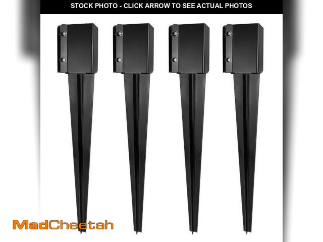 Lot 74-12419644 - (MISSING ONE STAKE) XYADX Fence Post Anchor 32 inch Ground Spike Heavy Duty Black Powder Coated Fenc...