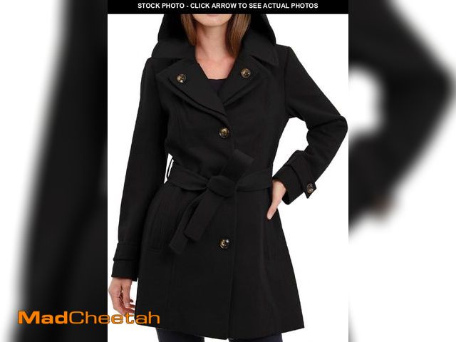Lot 74-12398119 - London Fog Women's Double Lapel Thigh Length Button Front Wool Coat with Belt, Black, X-Large - UNUS...
