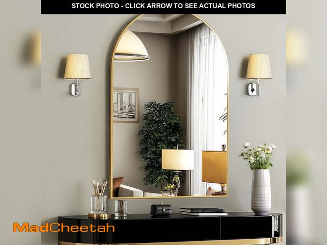 Lot 74-14288365 - EDX 26"X38" Arched Bathroom Mirror, Wall Mounted Mirror with Aluminum Alloy Frame, Bathroom Mirror f...