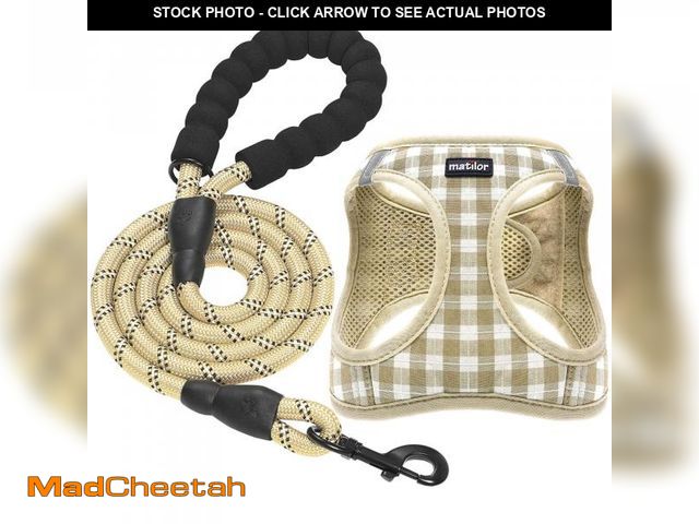 Lot 74-12218223 - matilor Dog Harness Step-in Breathable Puppy Cat Dog Vest Harnesses for Small Medium Dogs Beige Chec...