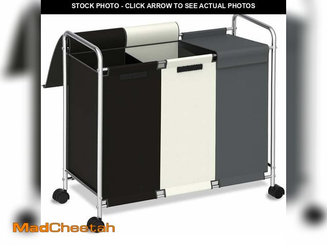 Lot 74-12677765 - Nefoso 3 Section Laundry Hamper with Lid and Wheels, 150L Large Laundry Basket Sorter Cart with Hand...