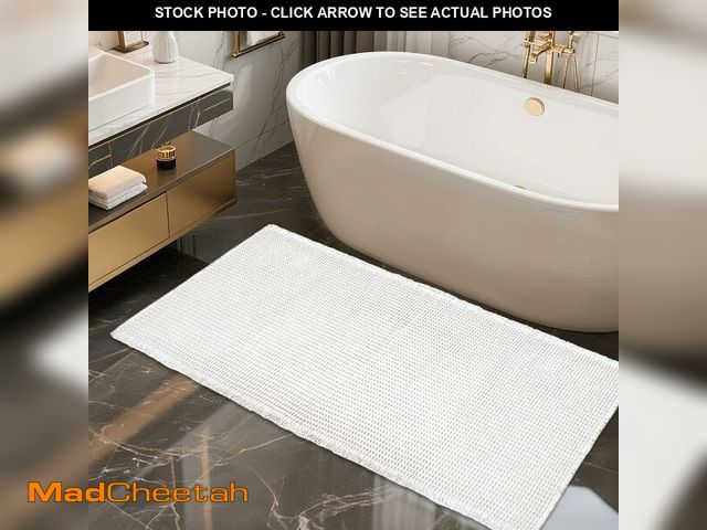 Lot 74-12980260 - ZALL Waffle Bath Mat White Super Absorbent Non Slip Bathroom Rug 24x48inch,Machine Washable Ultra So...