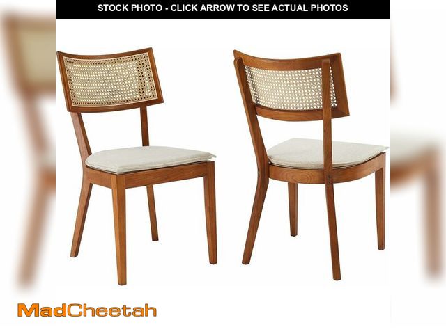 Lot 74-13733885 - Modway EEI-6080-WAL-BEI Caledonia Fabric Upholstered Wood Dining Chair Set of 2, Walnut Beige - UNUS...