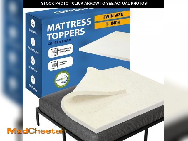Lot 74-12419441 - Greaton, 1-Inch Copper-Infused Memory Foam Mattress Toppers, Cooling and Pressure Relieving with Air...
