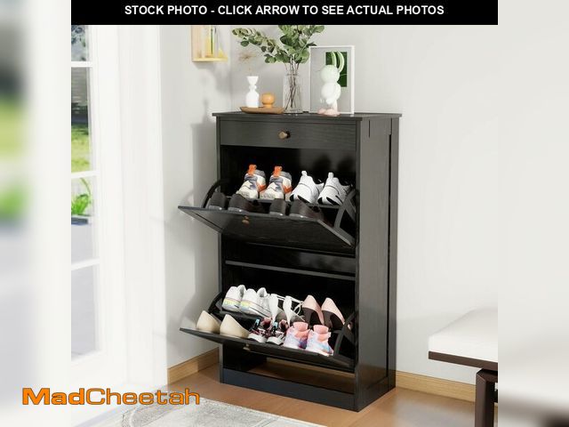 Lot 74-13072533 - FTZxHKLX Shoe Cabinet with 2 Flip Drawers, Slim Freestanding Hidden Shoe Organizer with Drawer, Pet-...