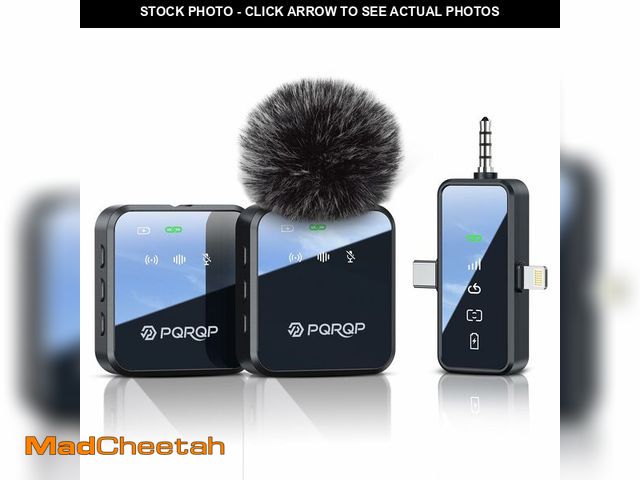 Lot 74-12441164 - PQRQP 3 in 1 Microphone for iPhone/Android/Camera, Wireless Lavalier Microphone, 328ft Transmission,...
