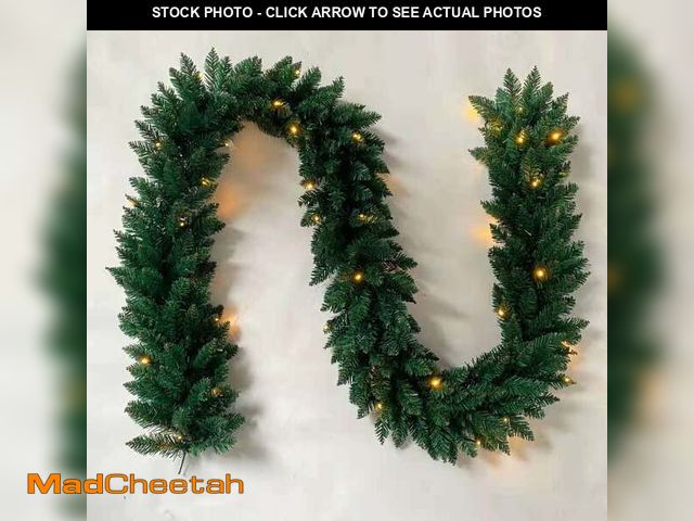 Lot 74-13055264 - 9ft Christmas Garland with 50 Waterproof LED Light Prelit Full Clear Battery Operated Garland 340 Br...