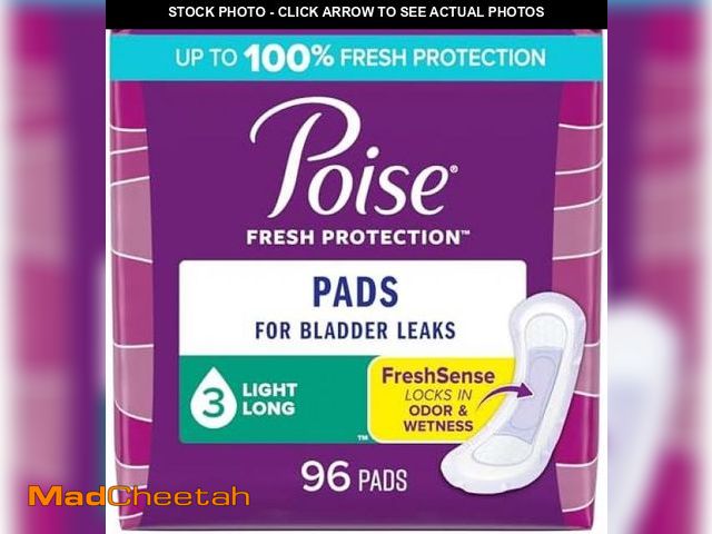 Lot 74-12330622 - Poise Incontinence Pads &amp; Postpartum Incontinence Pads, 3 Drop Light Absorbency, Long Length, 96...
