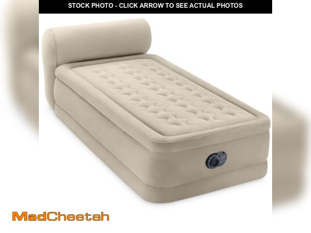 Lot 74-12156201 - Intex Durabeam Headboard 18  Twin Air Mattress with Built-in Pump - UNUSED