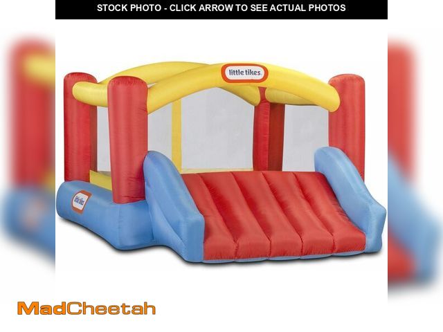 Lot 74-14581950 - Little Tikes Jump 'n Slide Inflatable Bouncer Includes Heavy Duty Blower With GFCI, Stakes, Repair P...
