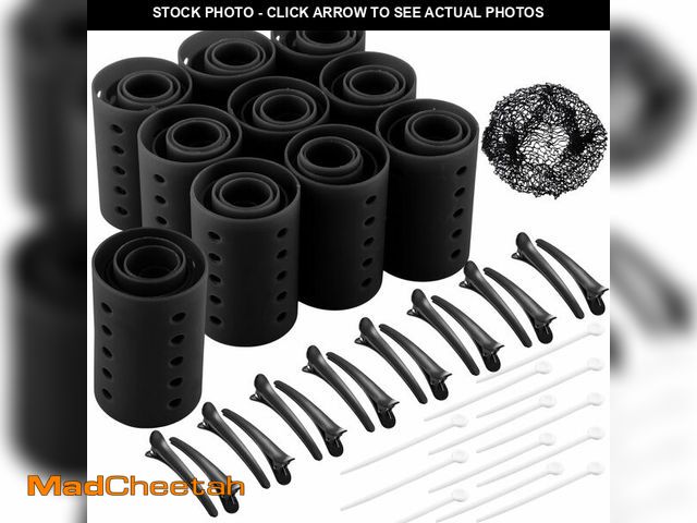 Lot 74-13550266 - WILLBOND 141 Pieces Hair Rollers Set Include 60 Pcs Plastic Hair Rollers (black,6 Sizes) - UNUSED