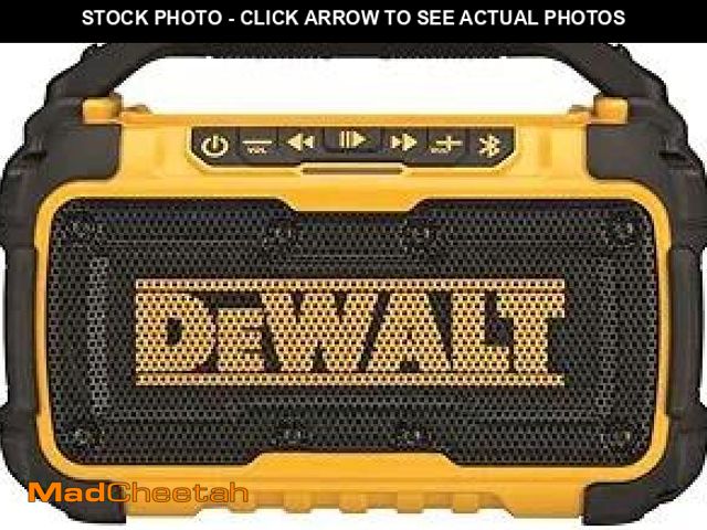 Lot 74-12128811 - DEWALT 20V MAX Bluetooth Speaker, 100 ft Range, Durable for Jobsites, Phone Holder Included, Lasts 8...