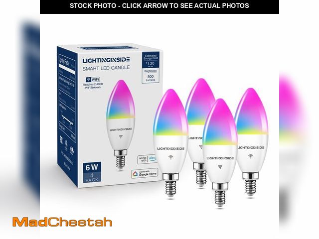 Lot 74-12714160 - Lightinginside E12 Smart Light Bulbs 60W Equiv., Work with Alexa/Google Home/Smart Life, 500LM 6W RG...