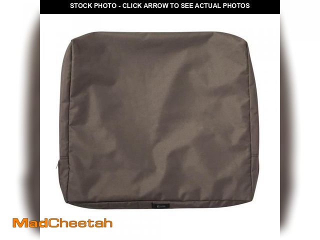 Lot 74-12424609 - Classic Accessories Ravenna 21 in. W x 20 in. H x 4 in. D Patio Back Cushion Slip Cover in Dark Taup...