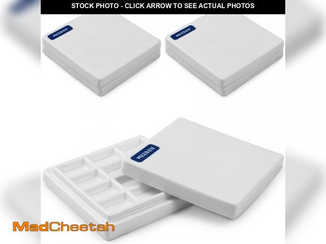 Lot 74-12310003 - MEEDEN 3 Pack of Ceramic Palette with Covers, Painting Palette for Watercolor and Gouache Color Mixi...